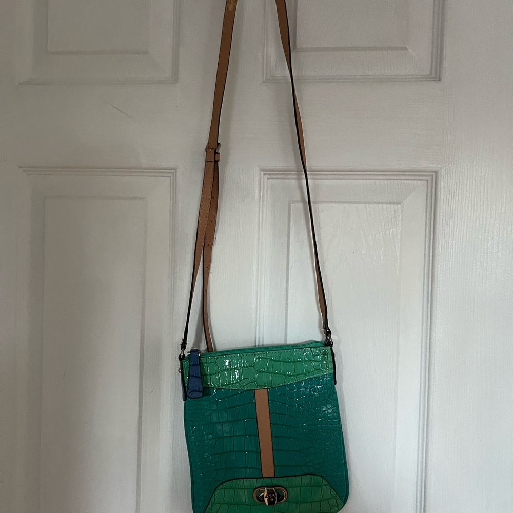 RARE Guess Vintage Los Angeles Crossbody Handbag Bag 1981 Croc - Picture 2 of 13
